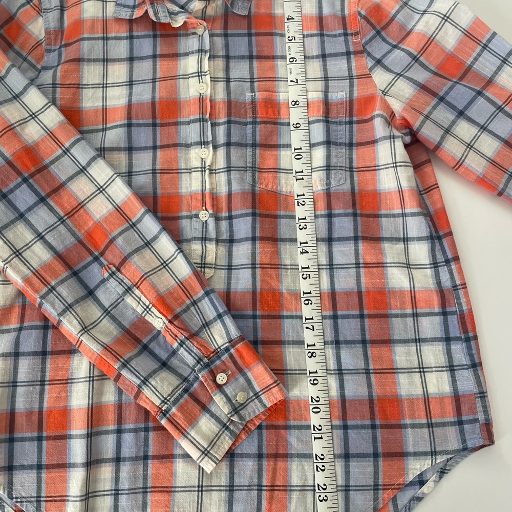 J. Crew Men's Orange and Blue Plaid Shirt - Picture 7 of 9